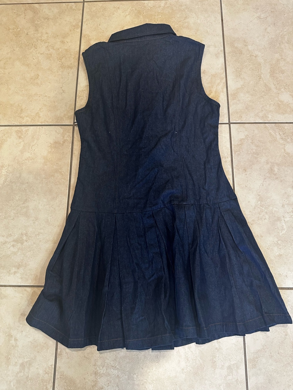 Commense Navy Denim Mini Dress with Gold Sun Buttons - Picture 4 of 9